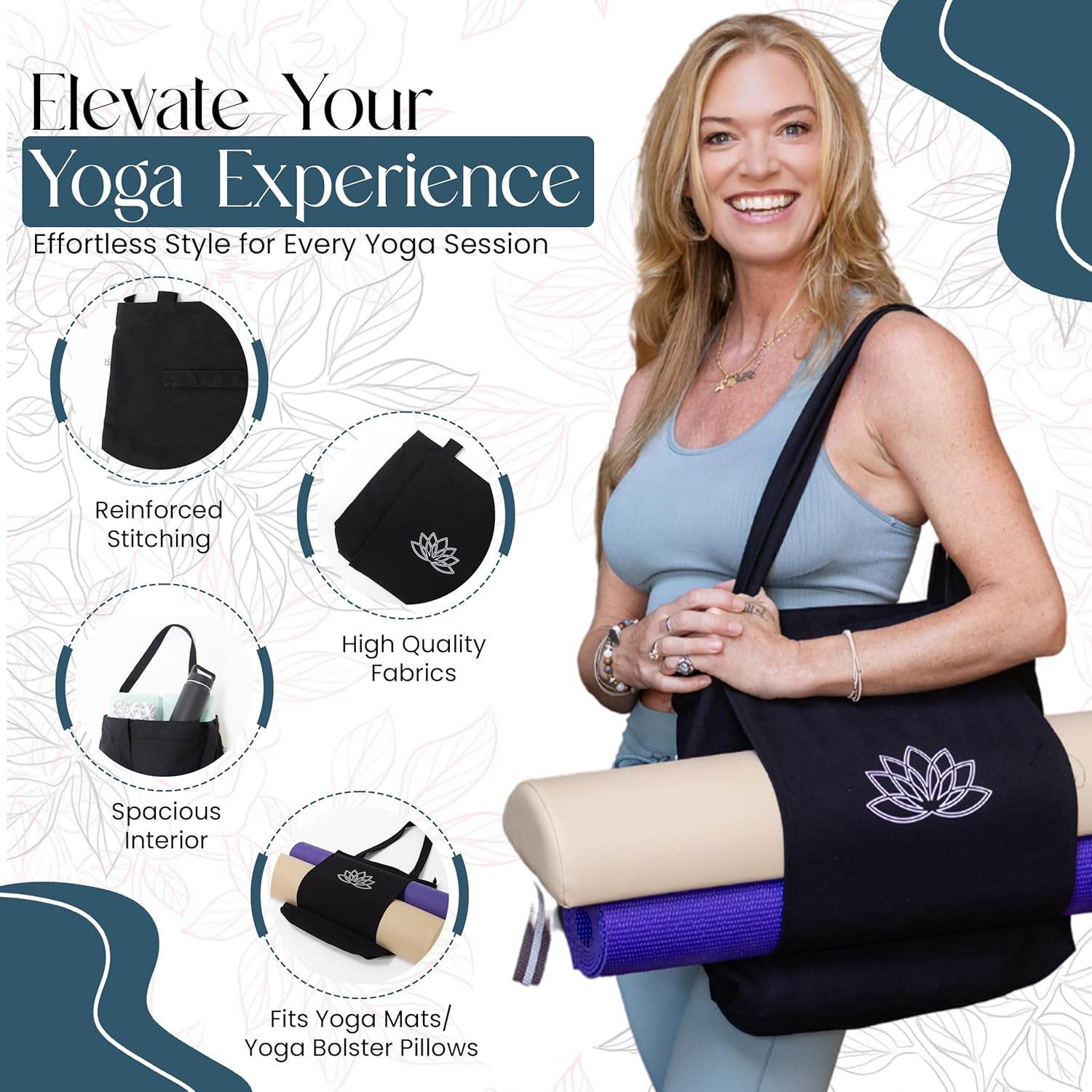 Yoga Mat Carrier - Women's Workout Bag - Gym Tote for Yoga Mat & Accessories - zenfulharmony.com