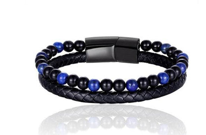 6mm Volcanic Natural Stone Tigereye Beaded Bracelet Men Cowhide String Bracelets - zenfulharmony.com