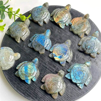 Labradorite Turtle Natural Carving CrystalReikiEnergyMeditation Stone - zenfulharmony.com