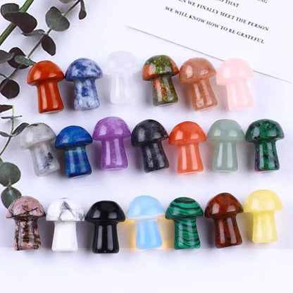 10 pcs Mini Mushroom Figurine Garden Decoration crystal Mineral Craft Natural Stone Healing specimen , meditation Home Decor - zenfulharmony.com