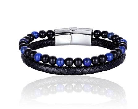 6mm Volcanic Natural Stone Tigereye Beaded Bracelet Men Cowhide String Bracelets - zenfulharmony.com