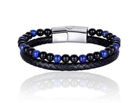 6mm Volcanic Natural Stone Tigereye Beaded Bracelet Men Cowhide String Bracelets - zenfulharmony.com
