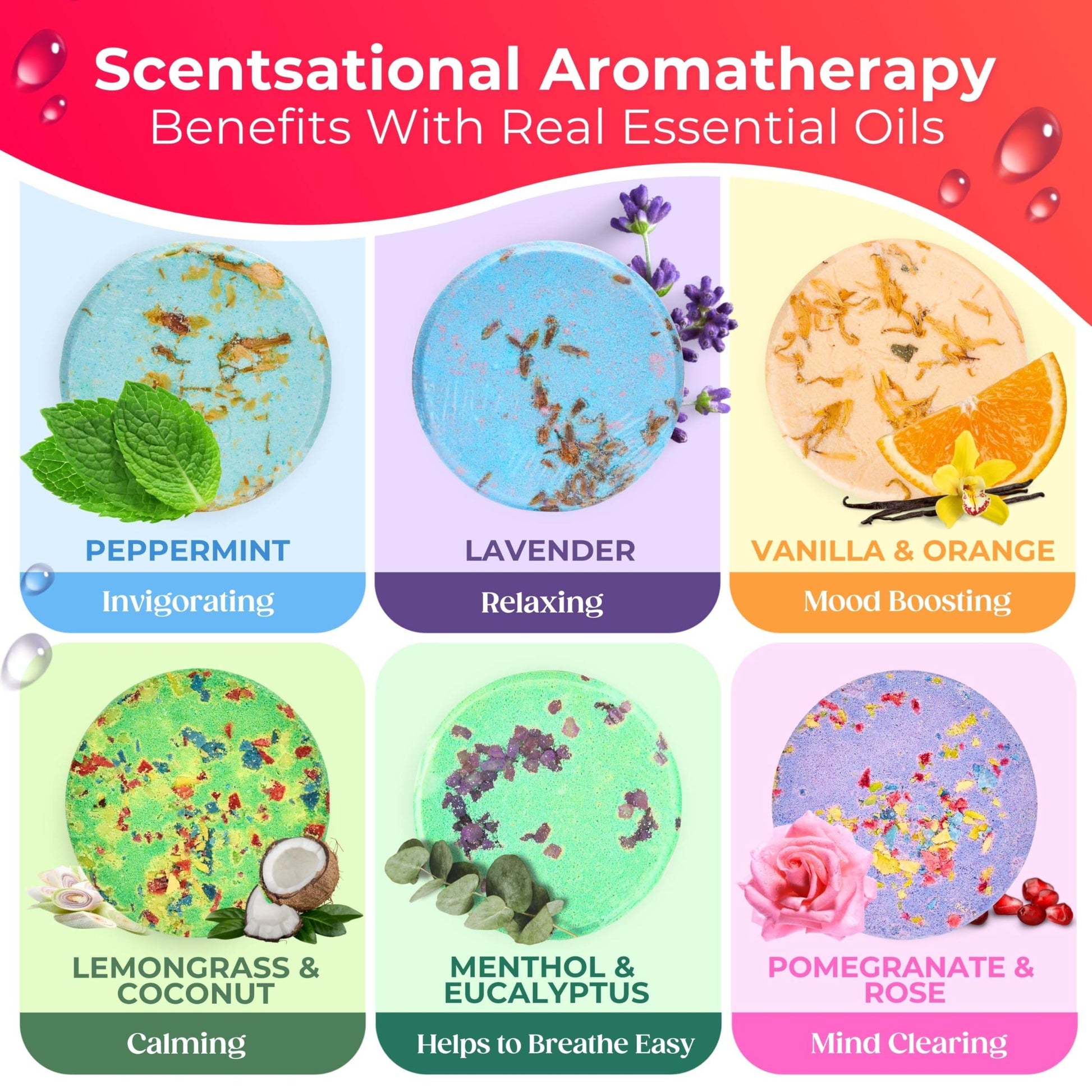 Cleverfy Shower Steamers Aromatherapy - Christmas Box of 6 Premium Shower Bombs with Essential Oils.Self Care Christmas Gifts for Women and Gifts for Mom. Red Set - zenfulharmony.com