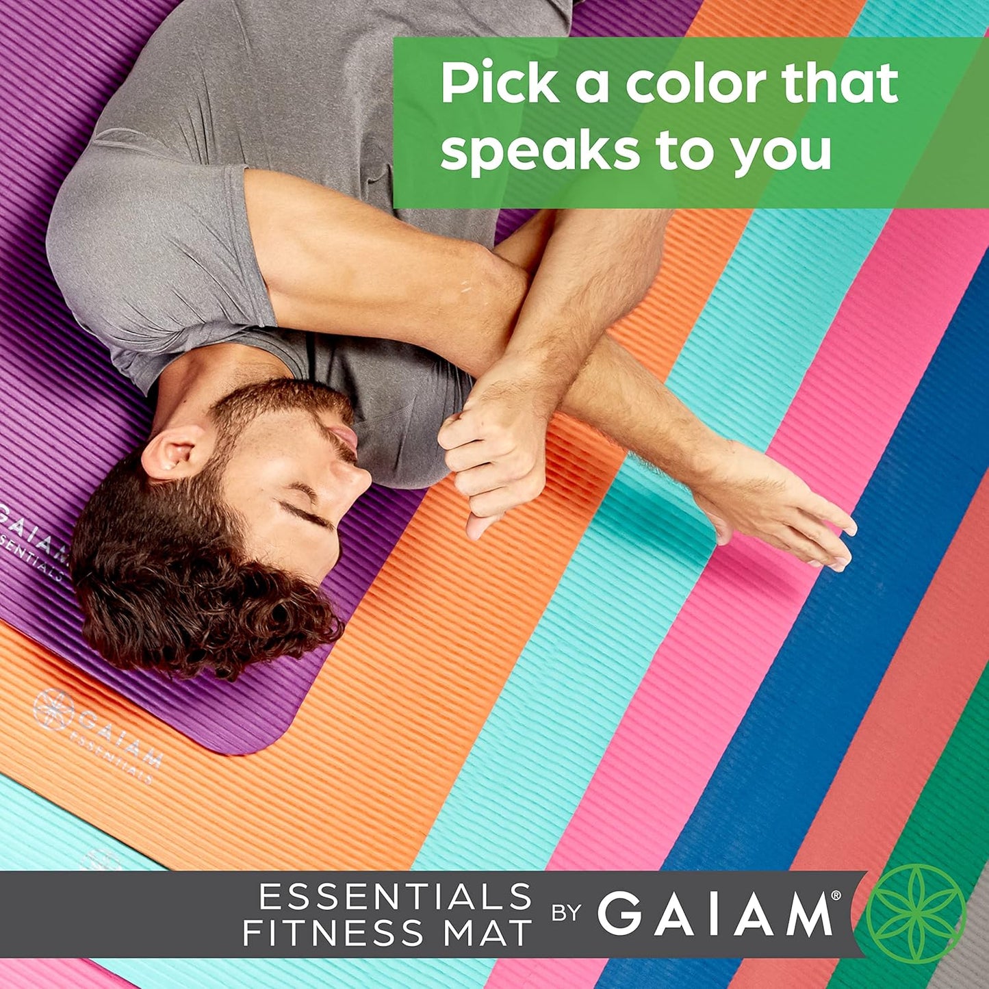 Gaiam Essentials Thick Yoga Mat Fitness & Exercise Mat with Easy-Cinch Yoga Mat Carrier Strap, 72"L x 24"W x 2/5 Inch Thick - zenfulharmony.com