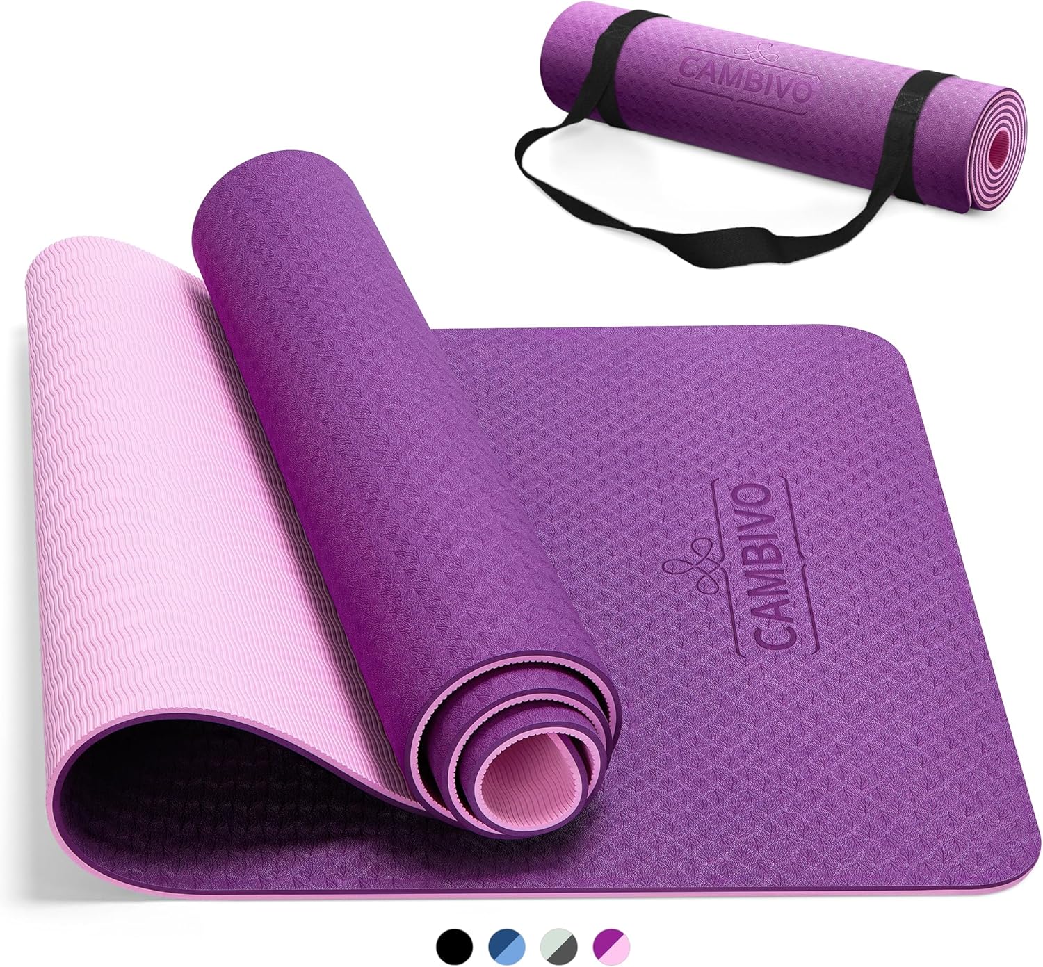 CAMBIVO Yoga Mat for Women Men Kids, 1/3 & 1/4 & 2/5 Inch Extra Thick Yoga Mat Non Slip, 72" x 24" TPE Yoga Mats, Workout Mat with Carrying Strap for Yoga, Pilates and Floor Exercises - zenfulharmony.com