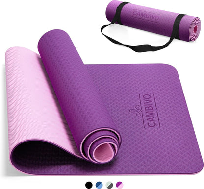 CAMBIVO Yoga Mat for Women Men Kids, 1/3 & 1/4 & 2/5 Inch Extra Thick Yoga Mat Non Slip, 72" x 24" TPE Yoga Mats, Workout Mat with Carrying Strap for Yoga, Pilates and Floor Exercises - zenfulharmony.com