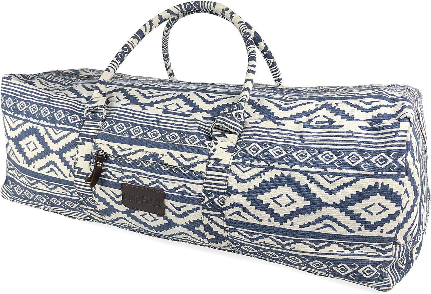 Kindfolk Yoga Mat XL Duffel Bag Extra Large Patterned Canvas with Pocket and Zipper - zenfulharmony.com