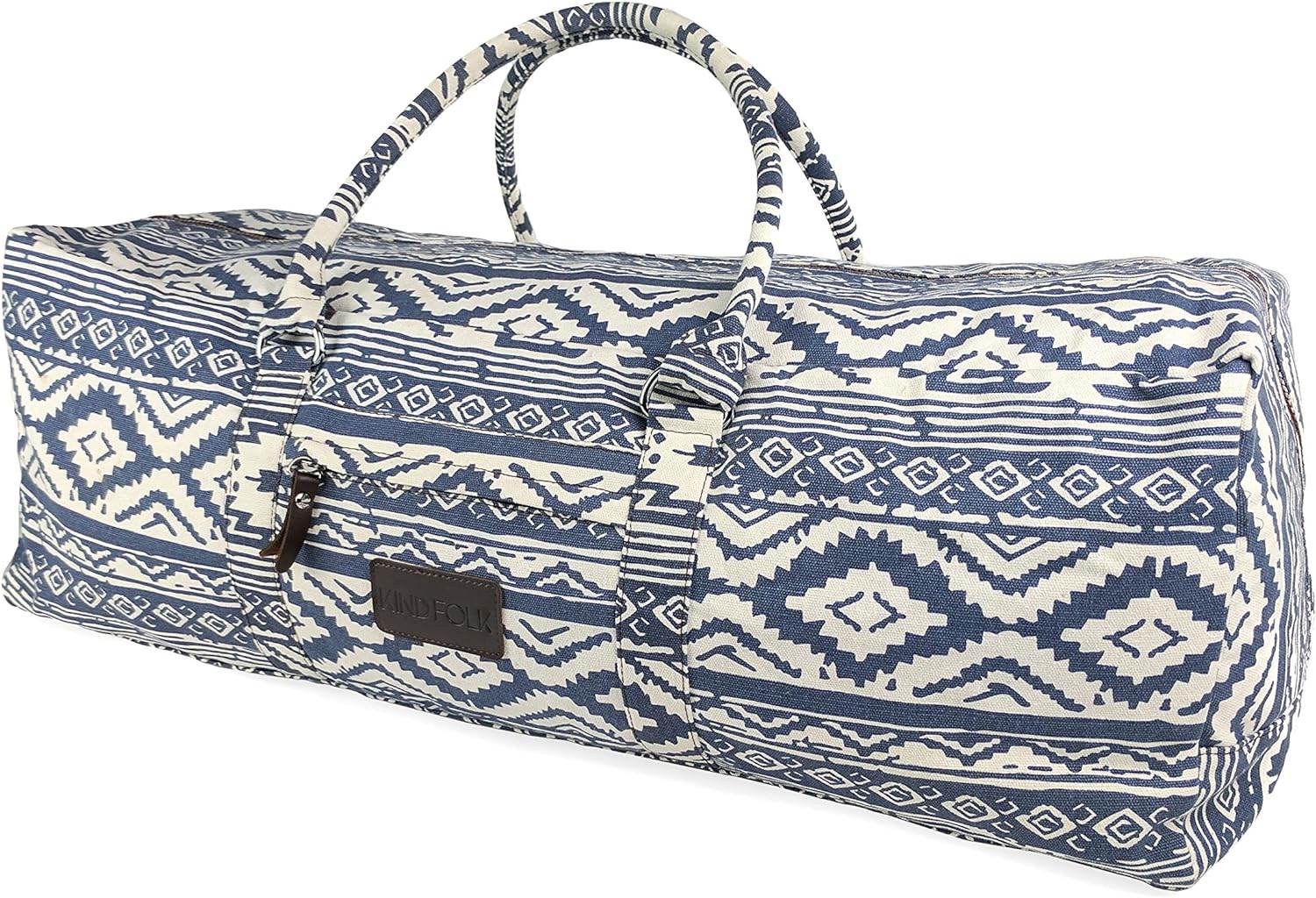 Kindfolk Yoga Mat XL Duffel Bag Extra Large Patterned Canvas with Pocket and Zipper - zenfulharmony.com