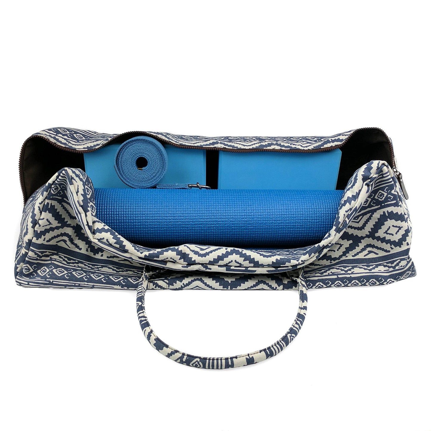 Kindfolk Yoga Mat XL Duffel Bag Extra Large Patterned Canvas with Pocket and Zipper (Mesa) - zenfulharmony.com
