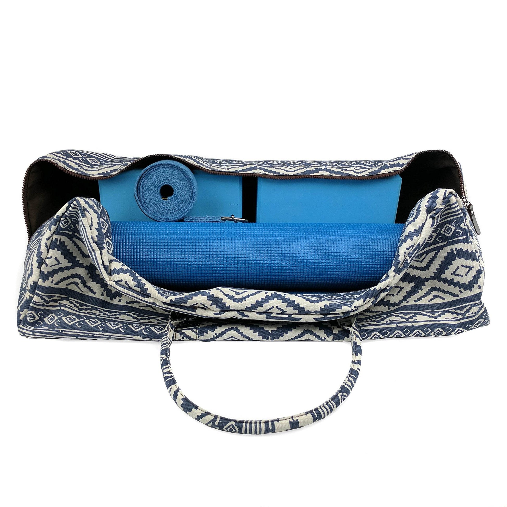 Kindfolk Yoga Mat XL Duffel Bag Extra Large Patterned Canvas with Pocket and Zipper (Mesa) - zenfulharmony.com