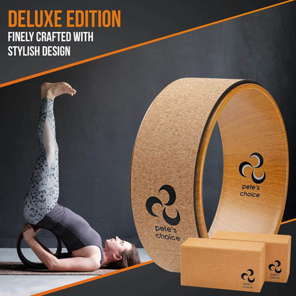 Cork Yoga Wheel, Cork Yoga Blocks - Extra Firm High Density Yoga Bricks I Natural & Eco-Friendly. Bonus eBook & Free Yoga Strap - zenfulharmony.com