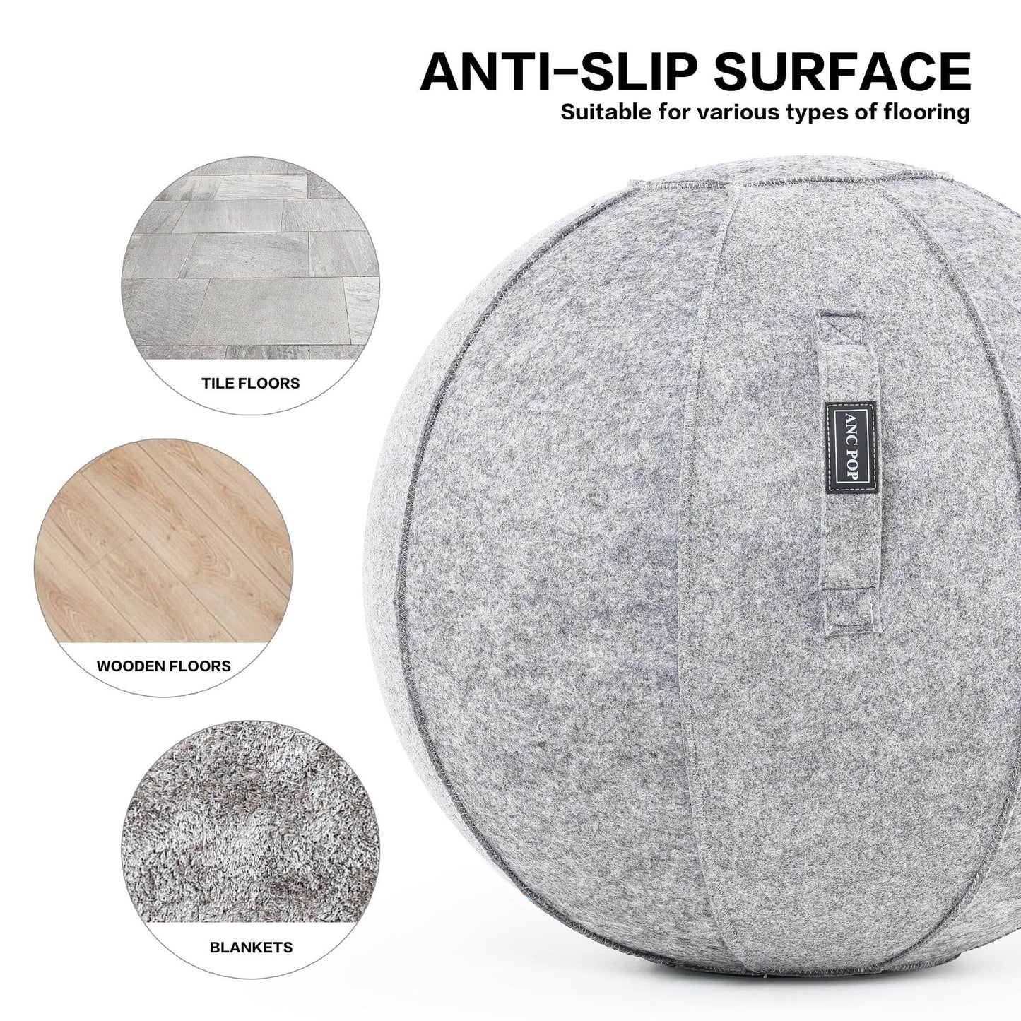 ANC POP Yoga Ball Exercise Ball, Anti Slip Stability Ball Chair, 25” Heavy Duty Large Gym Ball for Fitness, Balance and Core Workout with Cover, Easy Clean - zenfulharmony.com