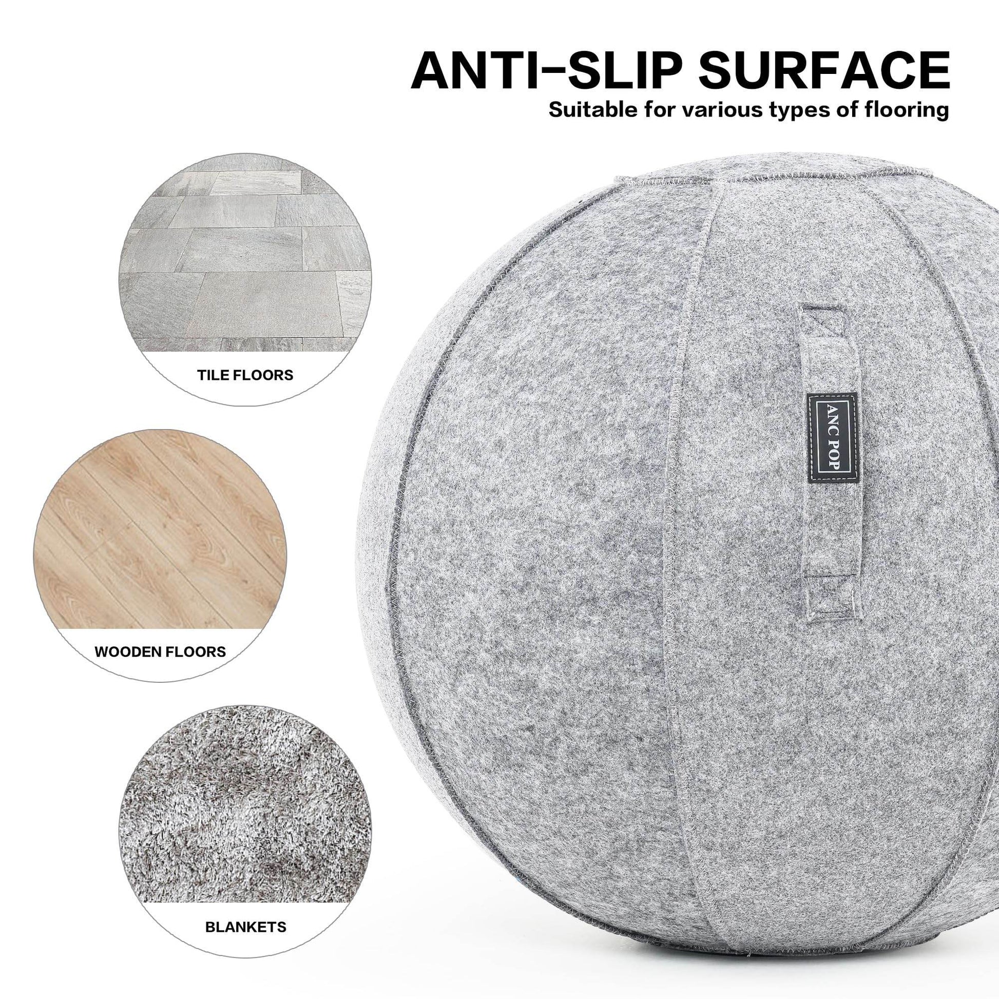 ANC POP Yoga Ball Exercise Ball, Anti Slip Stability Ball Chair, 25” Heavy Duty Large Gym Ball for Fitness, Balance and Core Workout with Cover, Easy Clean - zenfulharmony.com