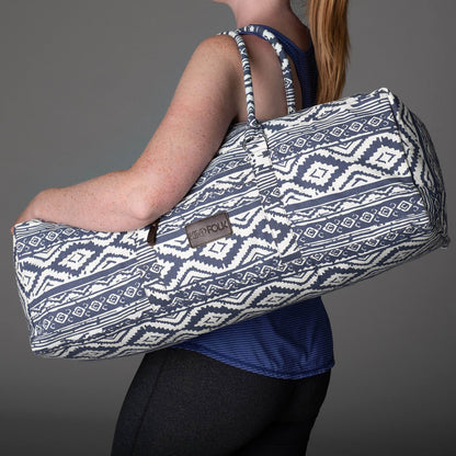 Kindfolk Yoga Mat XL Duffel Bag Extra Large Patterned Canvas with Pocket and Zipper (Mesa) - zenfulharmony.com
