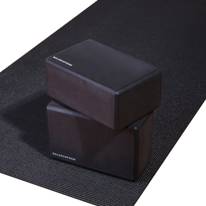 Fitvids Set of 2 High Density Yoga Blocks, 9"x6"x4" Each, Pair (Black) - zenfulharmony.com