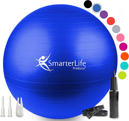 SmarterLife Exercise Ball Yoga Ball for Fitness, Balance, Stability, or Pregnancy, Gym Ball for Core Workout, Physical Therapy, Yoga Ball Chair for Office, Anti-Slip Anti-Burst - zenfulharmony.com