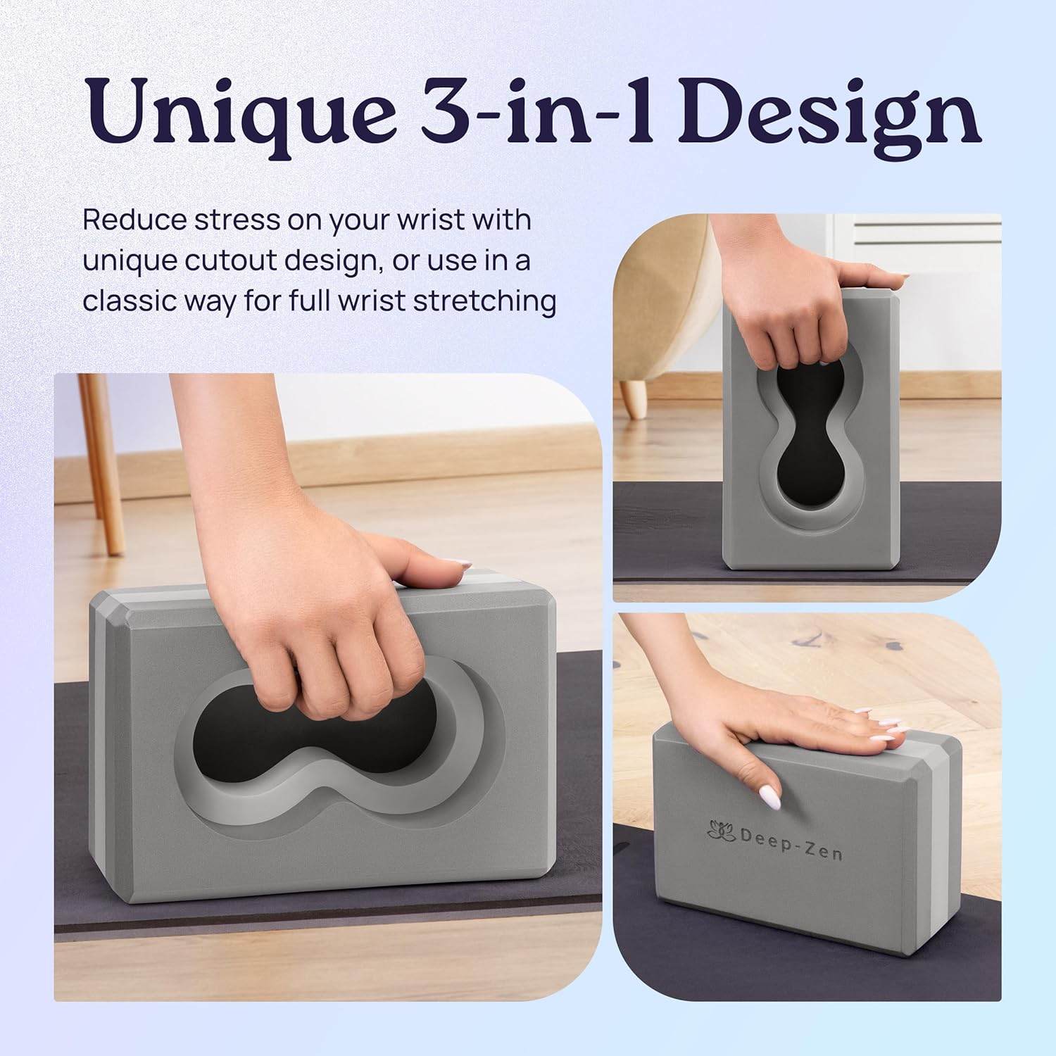 Deep-Zen® Yoga Blocks Wrist Support; Yoga Blocks 2 Pack with Knee Pads and Strap to Put Less Weight on Wrists; Durable, Versatile Yoga Brick Exercise Block Set, Blocks Yoga - zenfulharmony.com