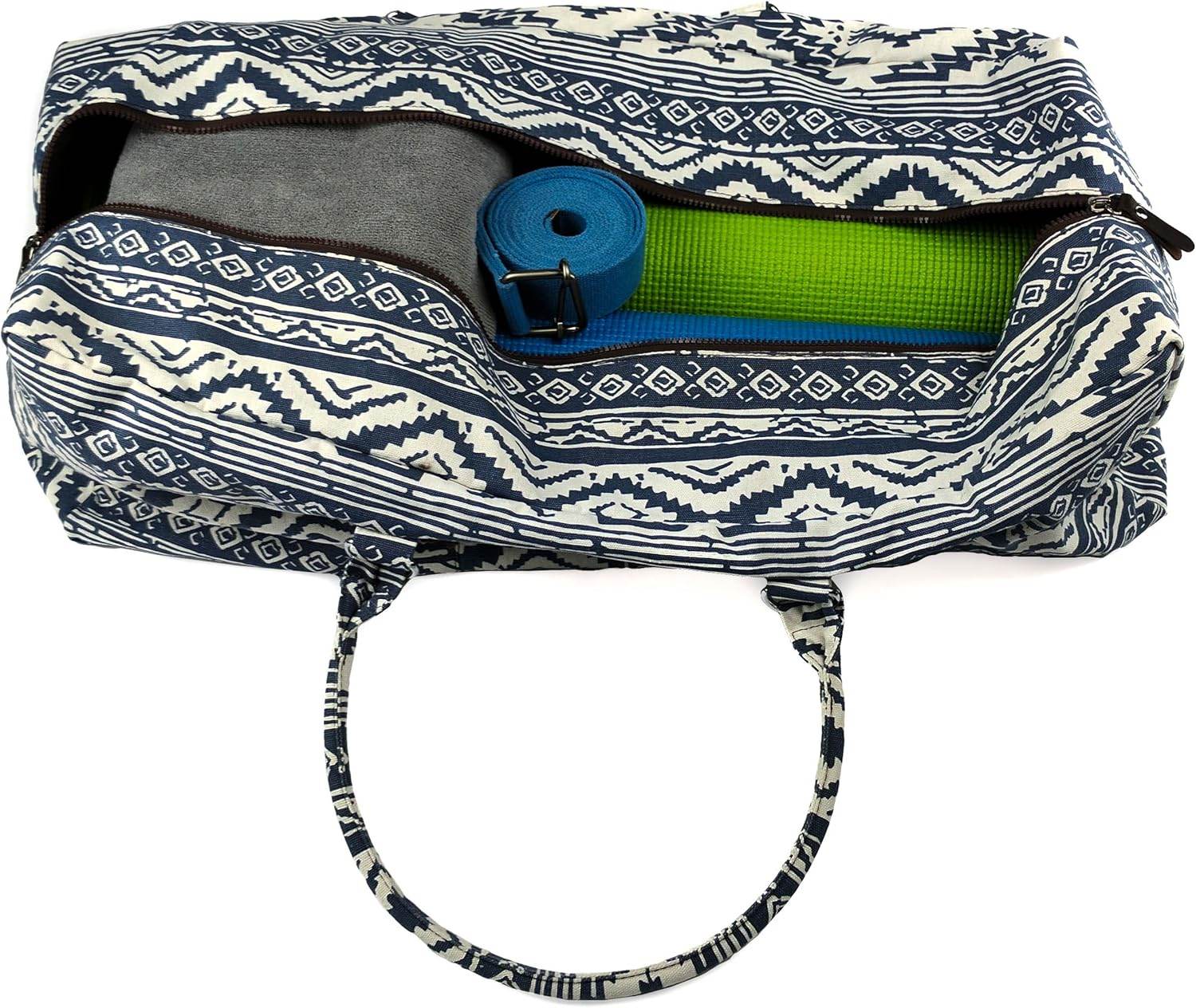 Kindfolk Yoga Mat XL Duffel Bag Extra Large Patterned Canvas with Pocket and Zipper - zenfulharmony.com