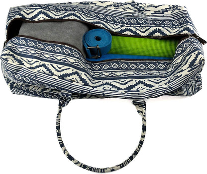 Kindfolk Yoga Mat XL Duffel Bag Extra Large Patterned Canvas with Pocket and Zipper - zenfulharmony.com