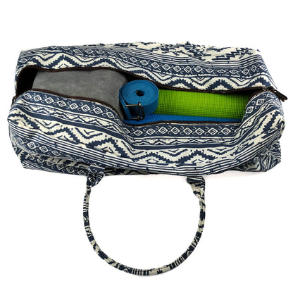 Kindfolk Yoga Mat XL Duffel Bag Extra Large Patterned Canvas with Pocket and Zipper (Mesa) - zenfulharmony.com