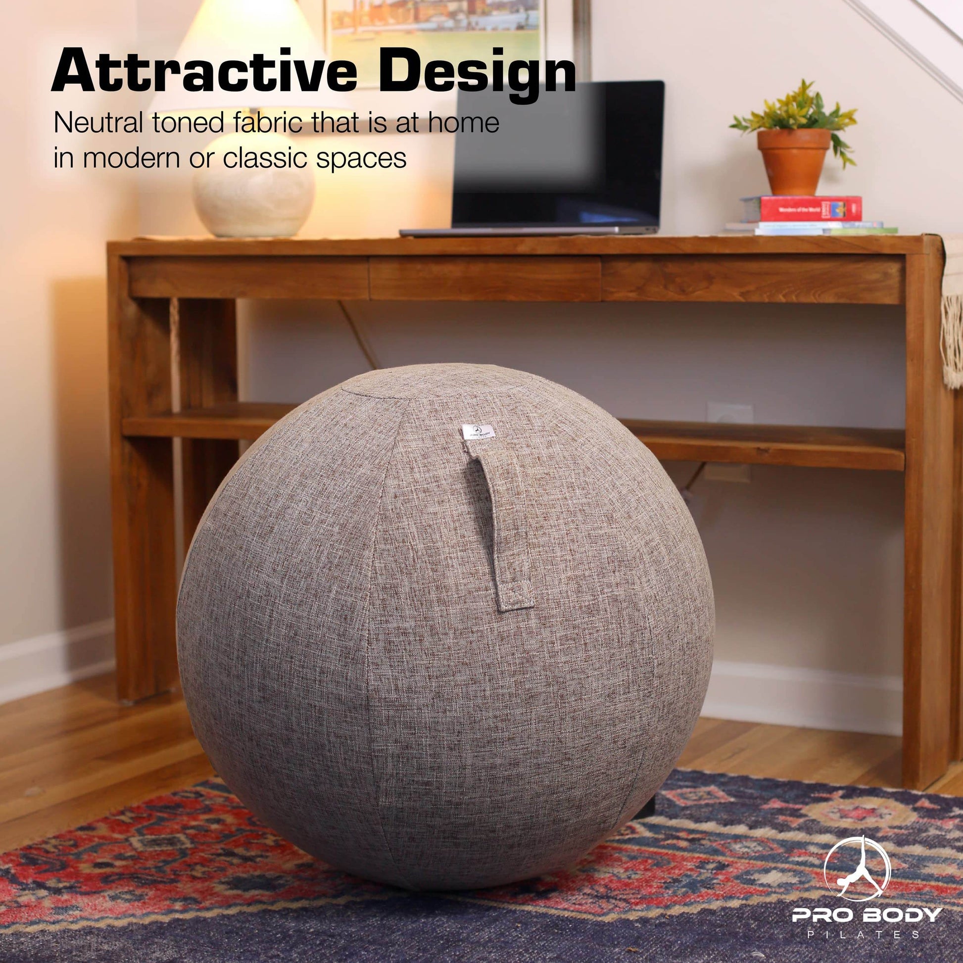 ProBody Pilates Yoga Ball Chair - Exercise Ball Chair for Home or Office, Balance Ball Chair with Yoga Ball Cover, Upgrade Stability Ball with Attractive Cover (Ash, 24 in) - zenfulharmony.com