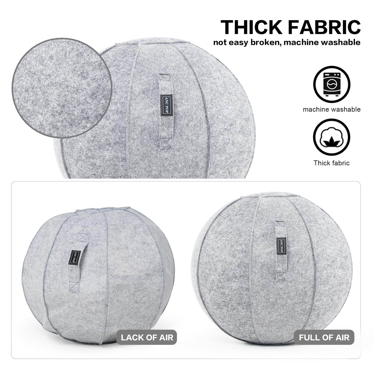 ANC POP Yoga Ball Exercise Ball, Anti Slip Stability Ball Chair, 25” Heavy Duty Large Gym Ball for Fitness, Balance and Core Workout with Cover, Easy Clean - zenfulharmony.com
