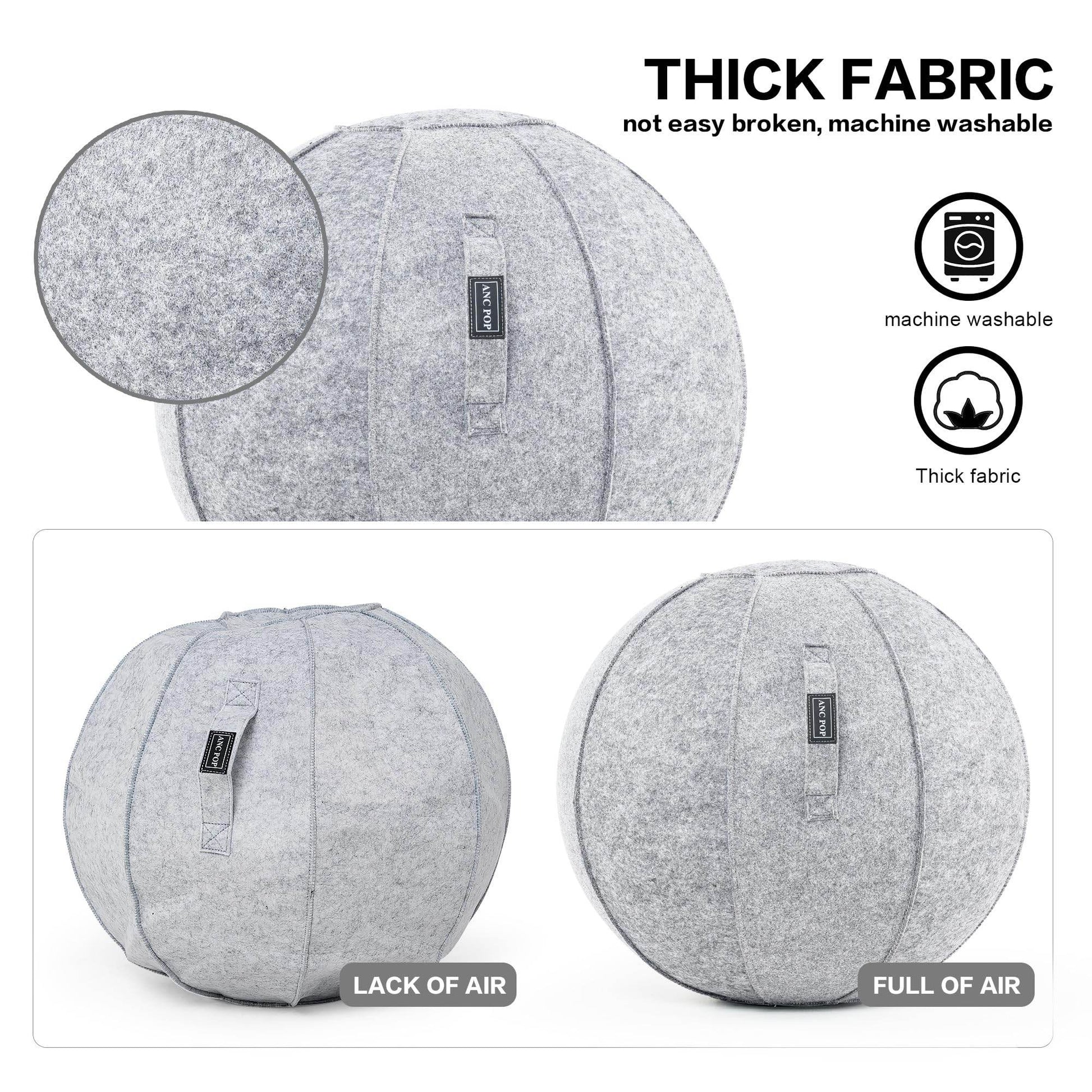 ANC POP Yoga Ball Exercise Ball, Anti Slip Stability Ball Chair, 25” Heavy Duty Large Gym Ball for Fitness, Balance and Core Workout with Cover, Easy Clean - zenfulharmony.com