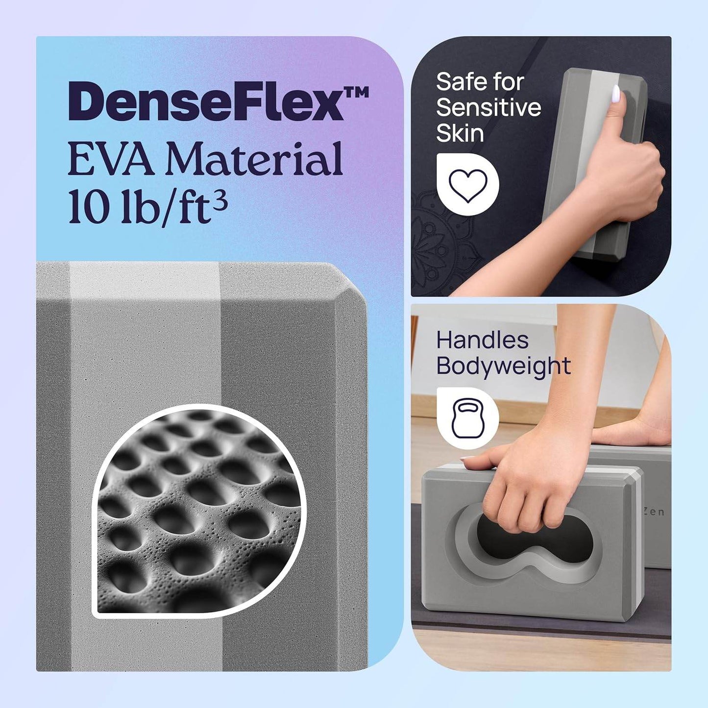Deep-Zen® Yoga Blocks Wrist Support; Yoga Blocks 2 Pack with Knee Pads and Strap to Put Less Weight on Wrists; Durable, Versatile Yoga Brick Exercise Block Set, Blocks Yoga - zenfulharmony.com