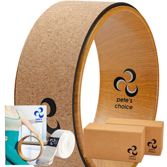 Cork Yoga Wheel, Cork Yoga Blocks - Extra Firm High Density Yoga Bricks I Natural & Eco-Friendly. Bonus eBook & Free Yoga Strap - zenfulharmony.com