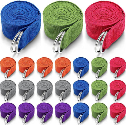Leyndo 24 Pieces Yoga Strap Stretching Pilates Exercise Adjustable Straps 6 ft Non Elastic Yoga Belt with Adjustable D Ring Buckle for Pilates Gym Workouts Fitness - zenfulharmony.com