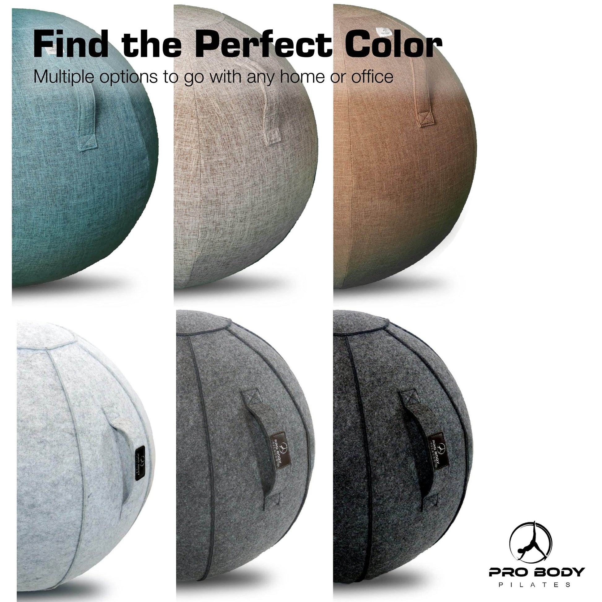 ProBody Pilates Yoga Ball Chair - Exercise Ball Chair for Home or Office, Balance Ball Chair with Yoga Ball Cover, Upgrade Stability Ball with Attractive Cover (Ash, 24 in) - zenfulharmony.com
