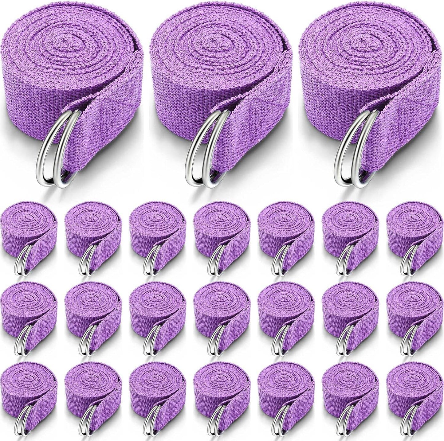 Leyndo 24 Pieces Yoga Strap Stretching Pilates Exercise Adjustable Straps 6 ft Non Elastic Yoga Belt with Adjustable D Ring Buckle for Pilates Gym Workouts Fitness - zenfulharmony.com