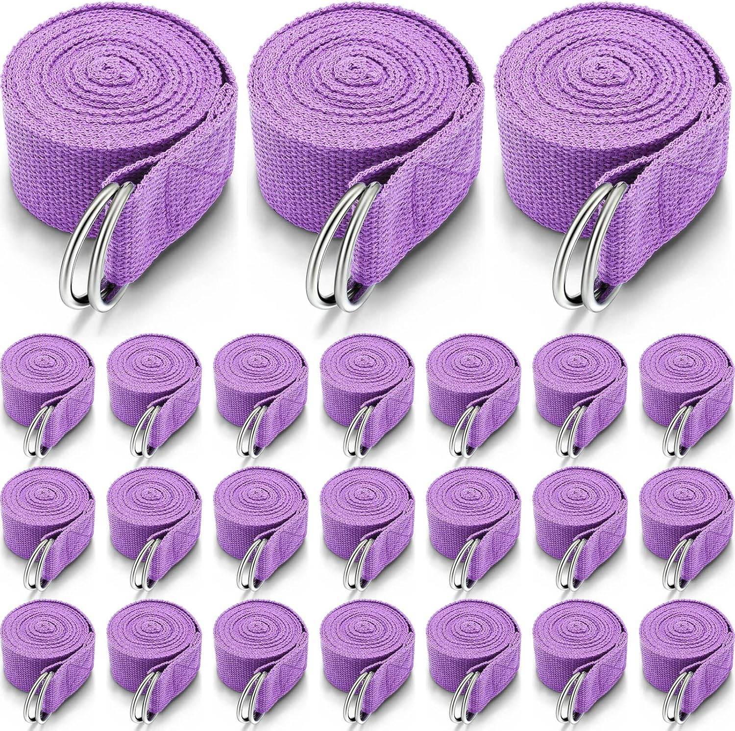 Leyndo 24 Pieces Yoga Strap Stretching Pilates Exercise Adjustable Straps 6 ft Non Elastic Yoga Belt with Adjustable D Ring Buckle for Pilates Gym Workouts Fitness - zenfulharmony.com