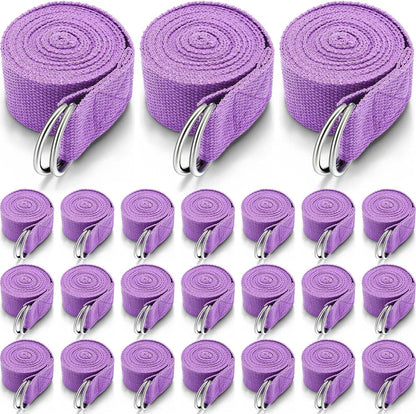 Leyndo 24 Pieces Yoga Strap Stretching Pilates Exercise Adjustable Straps 6 ft Non Elastic Yoga Belt with Adjustable D Ring Buckle for Pilates Gym Workouts Fitness - zenfulharmony.com