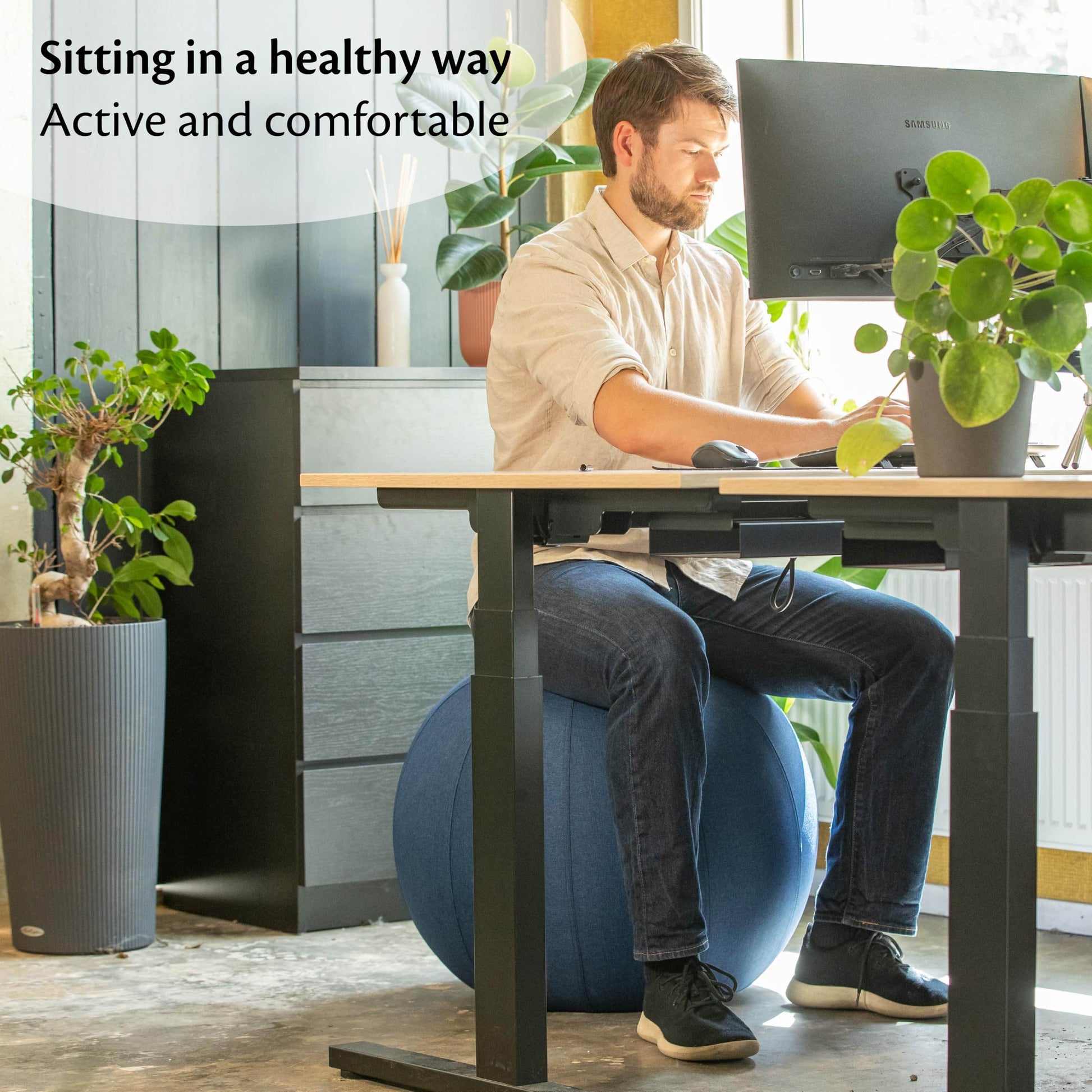 Backerz Balance Ball Chair for Office & Home - Ergonomic Exercise Ball for Posture & Back Pain Relief, Yoga Ball Chair - Sitting Ball with Washable Linen Cover - zenfulharmony.com