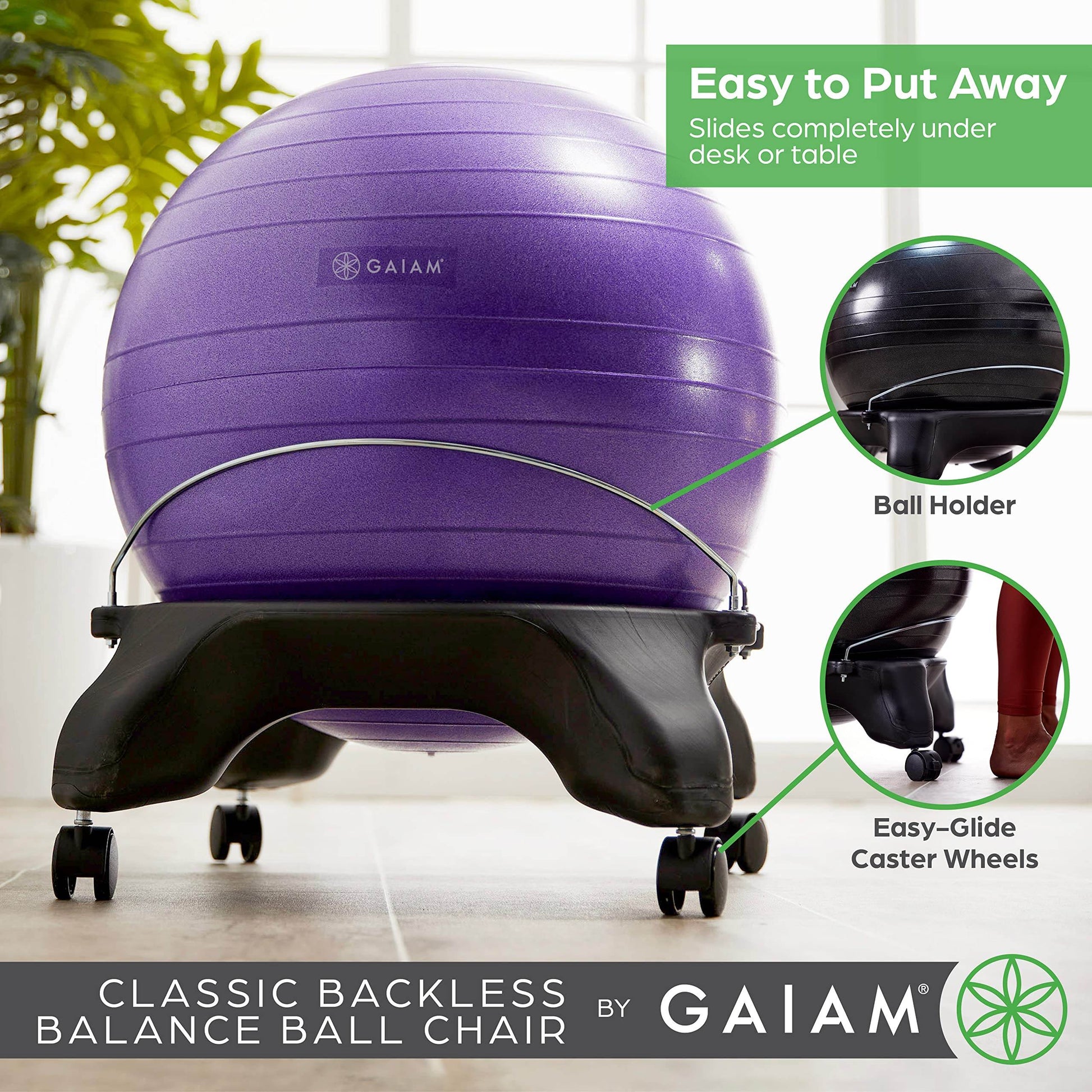 Gaiam Classic Backless Balance Ball Chair – Exercise Stability Yoga Ball Premium Ergonomic Chair for Home and Office Desk with Air Pump, Exercise Guide and Satisfaction Guarantee, Charcoal - zenfulharmony.com