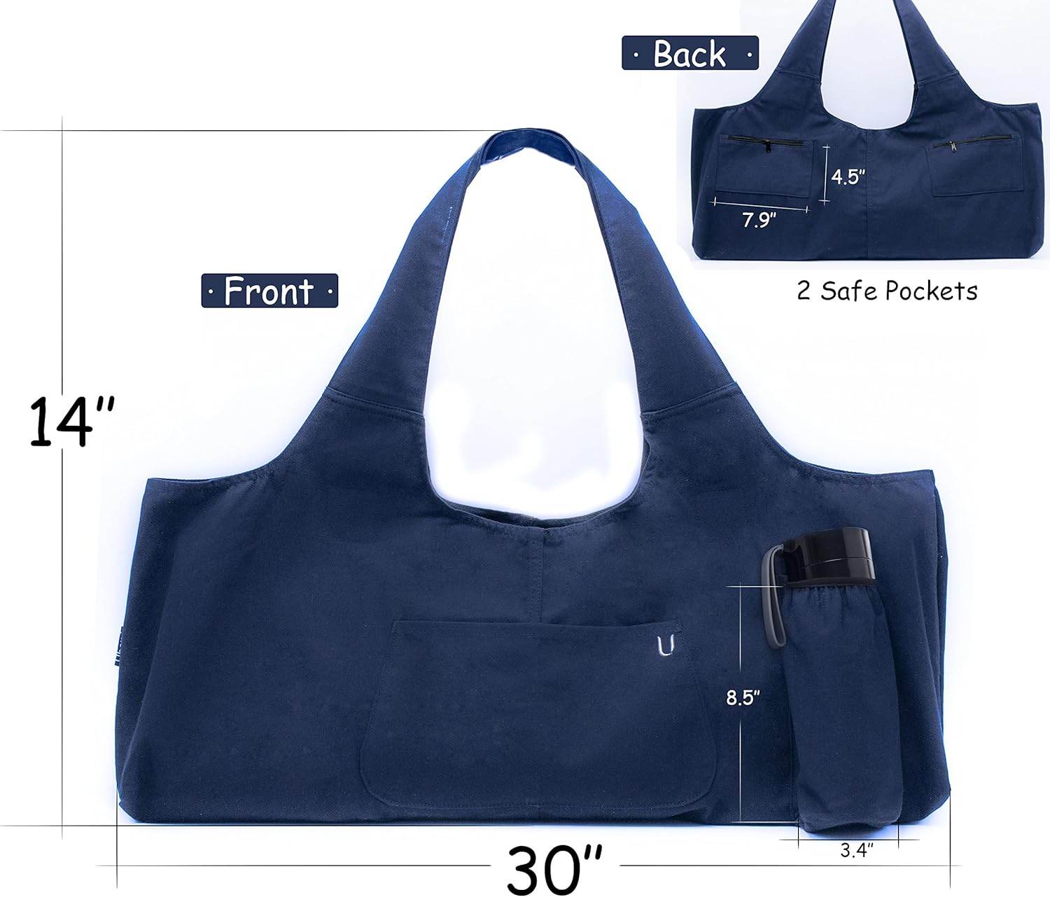 Yoga Mat Bag Large Yoga Mat Tote Sling Carrier with 4 Pockets Fits All Size Mats With Multi-Functional Storage Pockets Light And Durable（With Yoga Mat Carrying Strap） - zenfulharmony.com