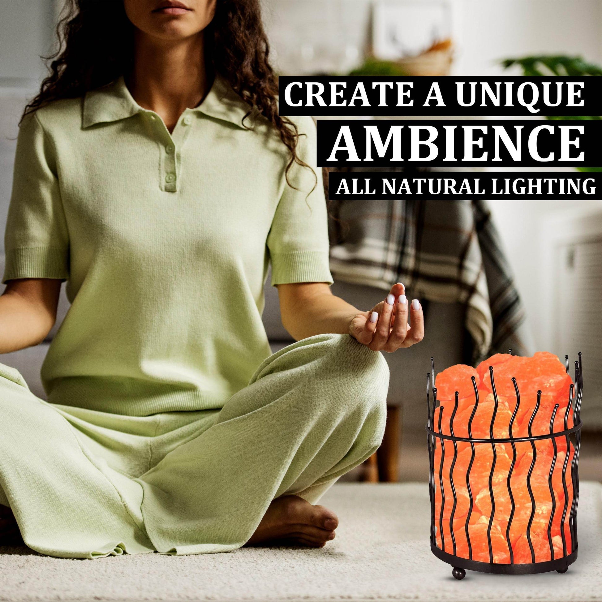 Natural Himalayan Salt , Tall Round Metal Basket lamp with Dimmer Switch | 8-10 lbs - zenfulharmony.com