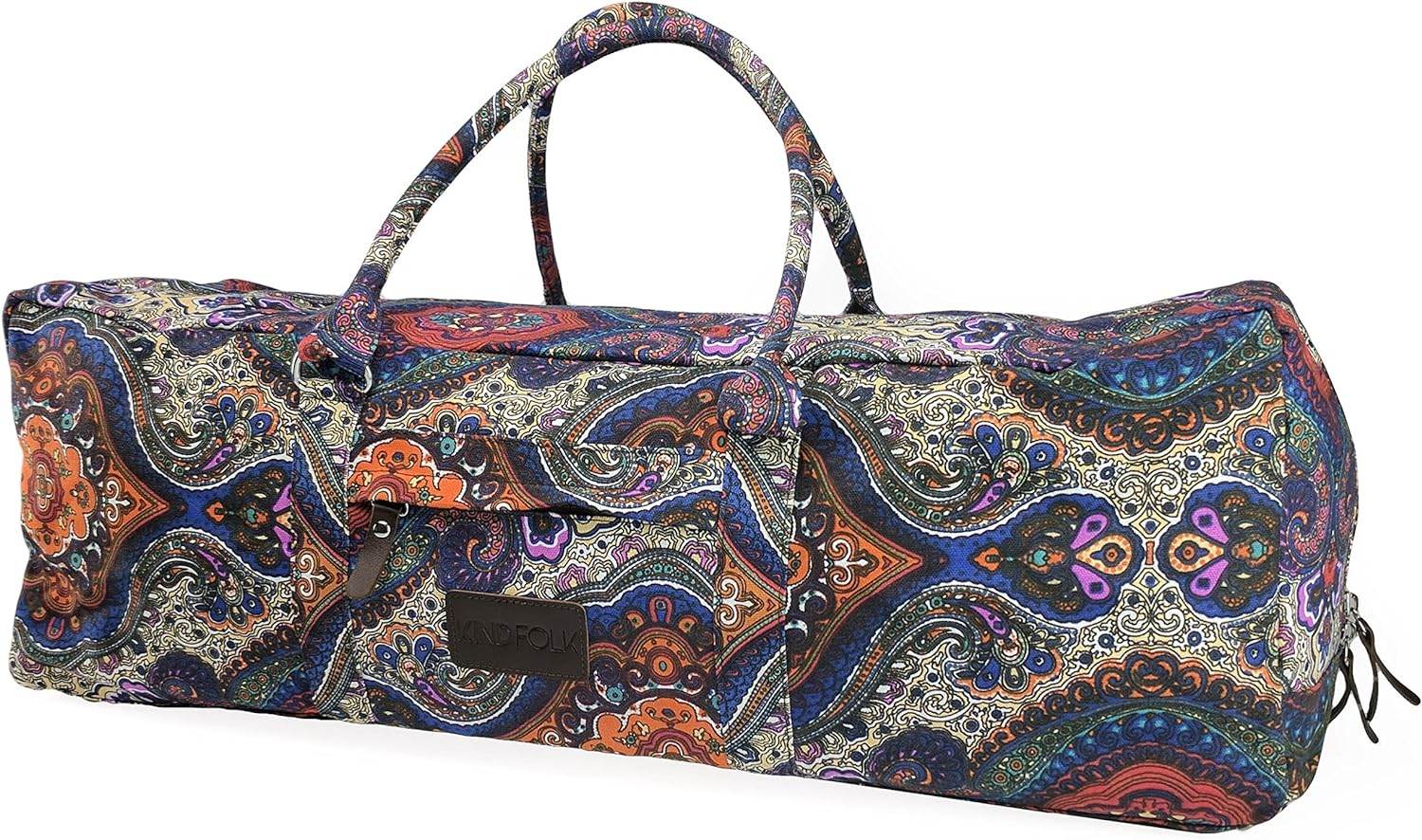 Kindfolk Yoga Mat XL Duffel Bag Extra Large Patterned Canvas with Pocket and Zipper - zenfulharmony.com