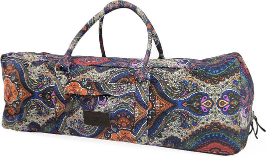 Kindfolk Yoga Mat XL Duffel Bag Extra Large Patterned Canvas with Pocket and Zipper - zenfulharmony.com