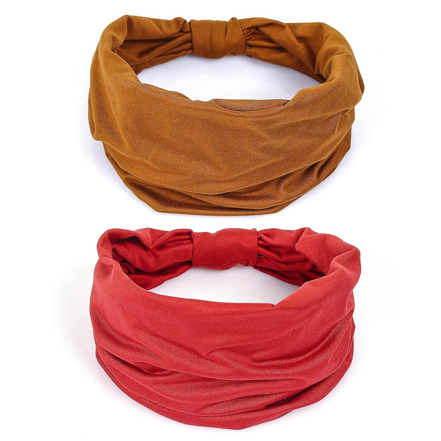 GILI 6 Pack Wide Headbands for Women Non Slip Soft Elastic Hair Bands Yoga Running Sports Workout Gym Head Wraps, Knotted Cotton Cloth African Turbans Bandana (with 6 Pcs Hair Ties) - zenfulharmony.com