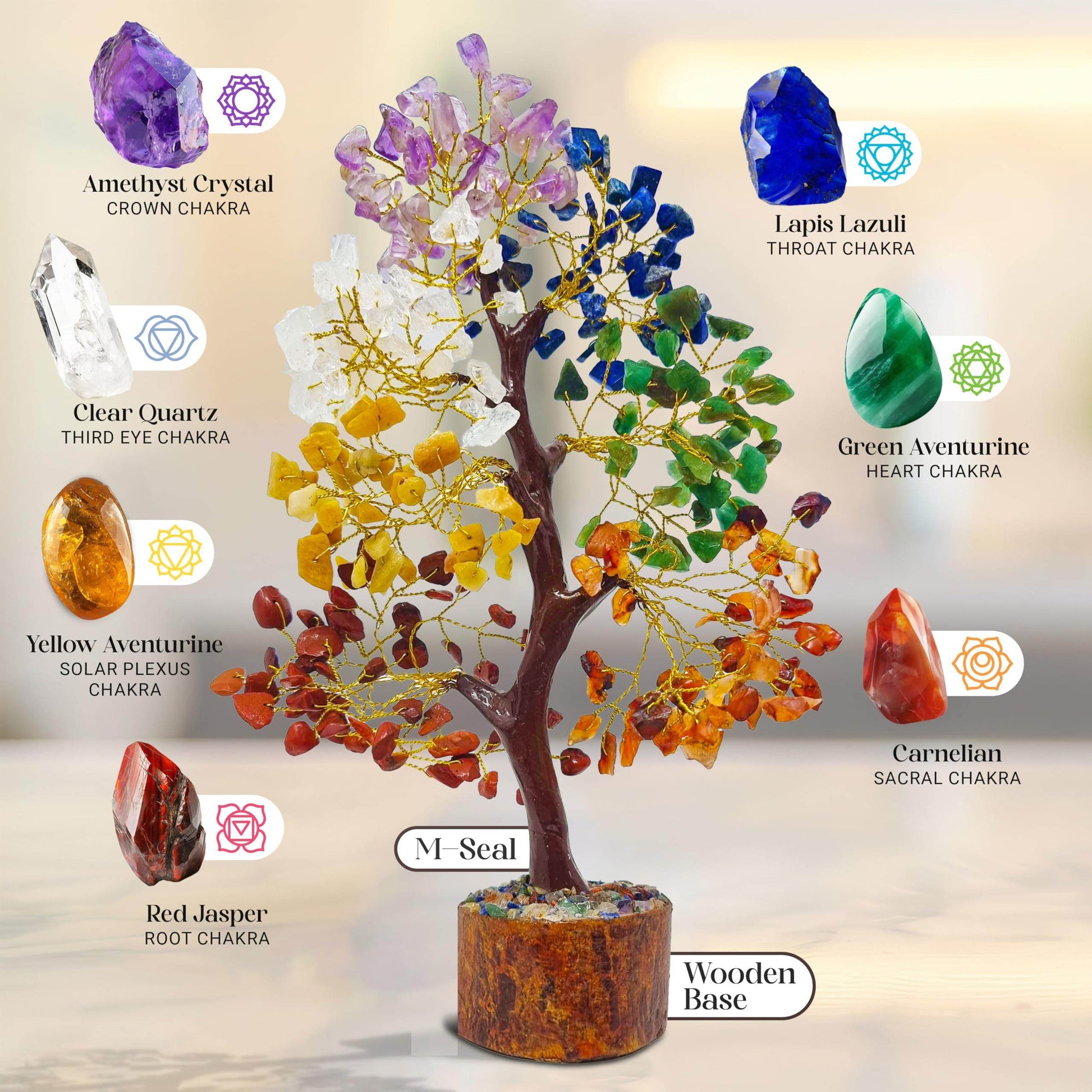 Tree of Life Crystal Tree with Healing Crystals. Great 7 Chakra Decor, Crystal Gifts and Spiritual Gifts Chakra Tree. A Perfect Healing Gifts for Women - zenfulharmony.com