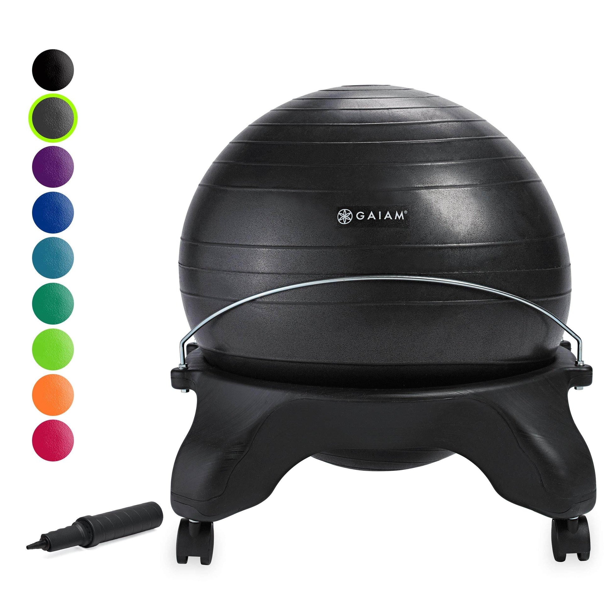 Gaiam Classic Backless Balance Ball Chair – Exercise Stability Yoga Ball Premium Ergonomic Chair for Home and Office Desk with Air Pump, Exercise Guide and Satisfaction Guarantee, Charcoal - zenfulharmony.com