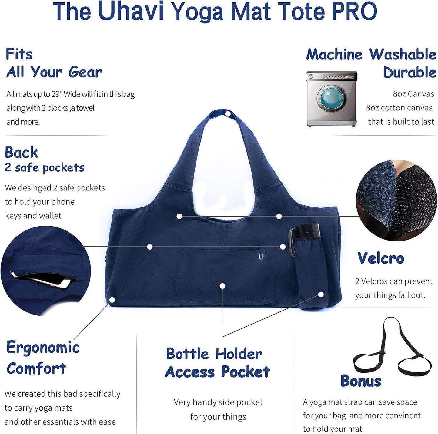 Yoga Mat Bag Large Yoga Mat Tote Sling Carrier with 4 Pockets Fits All Size Mats With Multi-Functional Storage Pockets Light And Durable（With Yoga Mat Carrying Strap） - zenfulharmony.com
