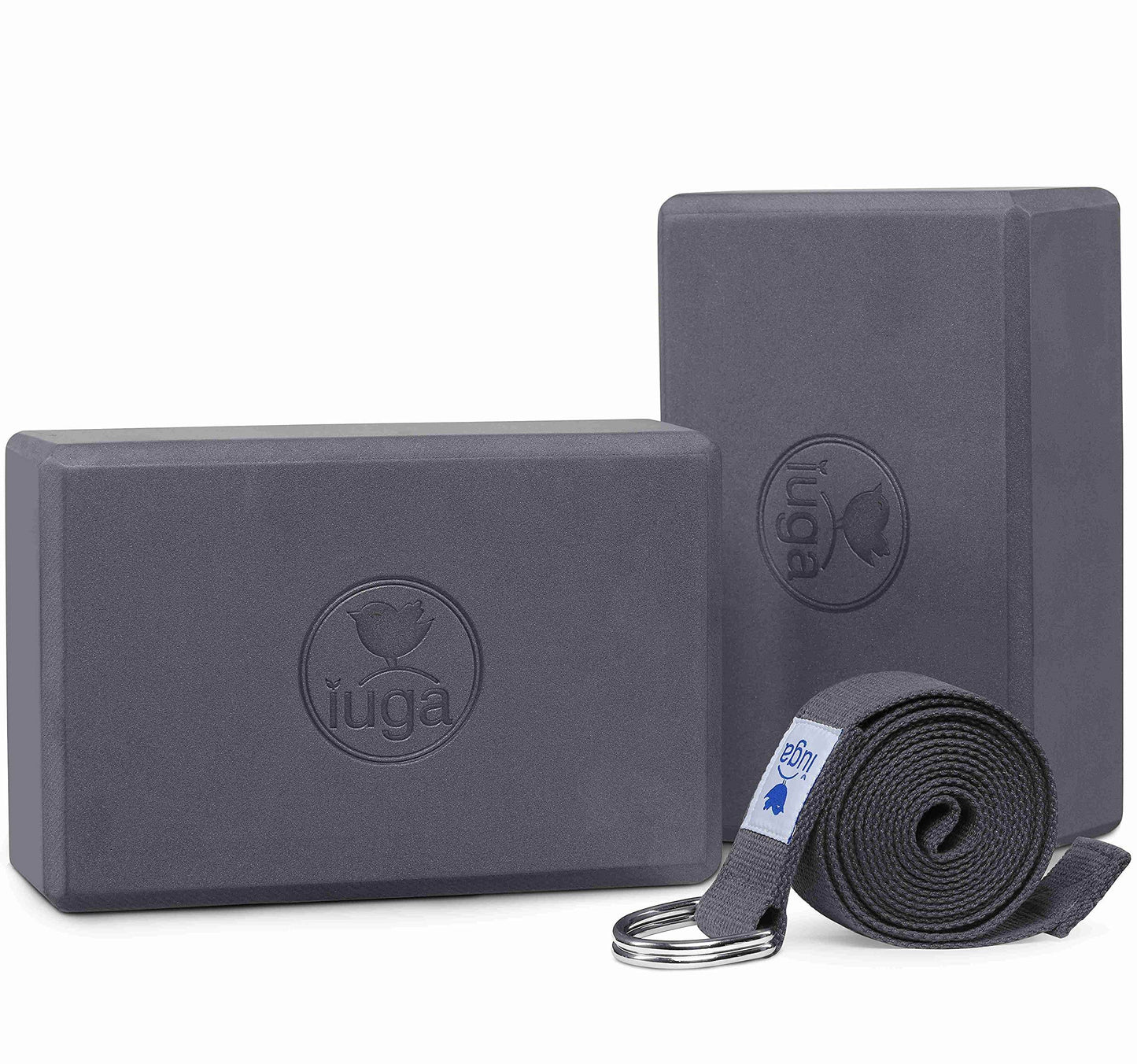 IUGA Yoga Block 2 Pack with Yoga Strap, High Density Yoga Blocks 9”x6”x3”to Improve Strength, Flexibility and Balance, Light Weight and Non-Slip Surface for Yoga, Pilates and Meditation - zenfulharmony.com