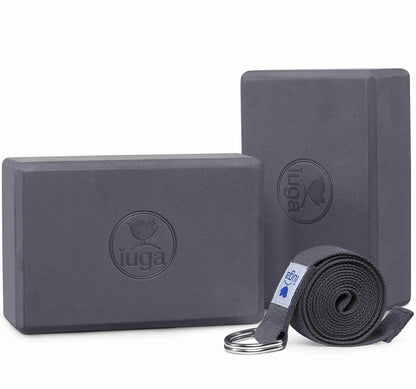 IUGA Yoga Block 2 Pack with Yoga Strap, High Density Yoga Blocks 9”x6”x3”to Improve Strength, Flexibility and Balance, Light Weight and Non-Slip Surface for Yoga, Pilates and Meditation - zenfulharmony.com