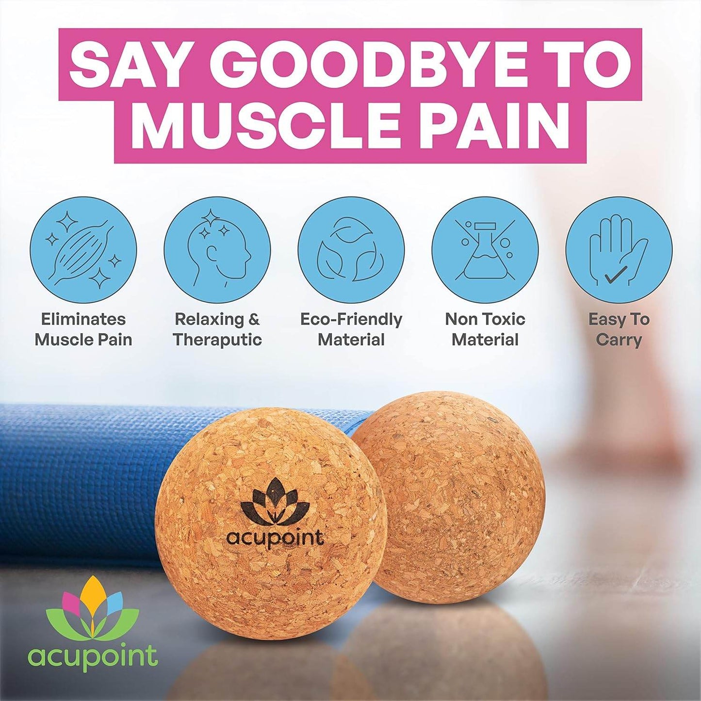 Physical Massage Therapy Lacrosse Ball Set Ideal for Yoga Deep Tissue Massage Trigger Point Therapy and Myofascial Release Physical Therapy Equipment Back Foot Plantar Fasciitis (Cork) - zenfulharmony.com