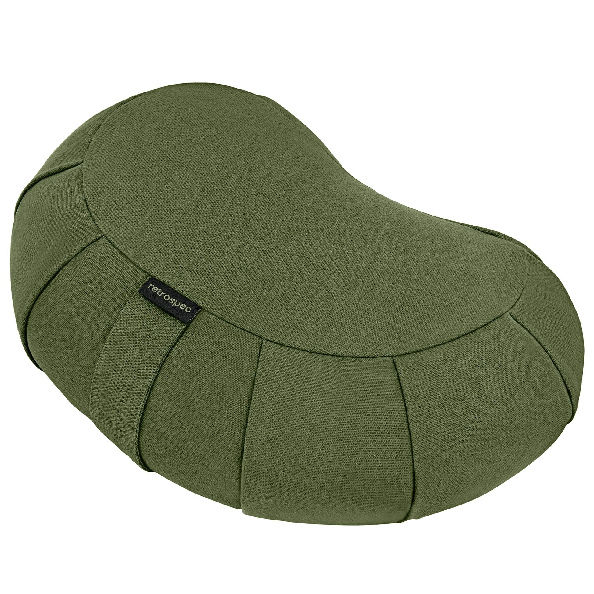 Retrospec Sedona Zafu Meditation Cushion Filled w/Buckwheat Hulls - Yoga Pillow for Meditation Practices - Machine Washable 100% Cotton Cover & Durable Carry Handle; Crescent, Basil - zenfulharmony.com