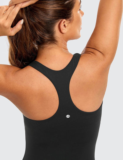 CRZ YOGA Butterluxe Workout Tank Tops for Women Built in Shelf Bras Padded - Racerback Athletic Spandex Yoga Camisole Black Small - zenfulharmony.com