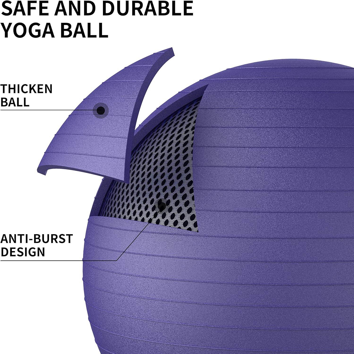 Extra Thick Exercise Ball Yoga Ball 22in/26in/30in for Workout Pregnancy Stability,Anti-Burst and Slip Resistant Swiss Ball with Pump for Yoga, Pilates, Fitness,Birthing,Physical Therapy - zenfulharmony.com